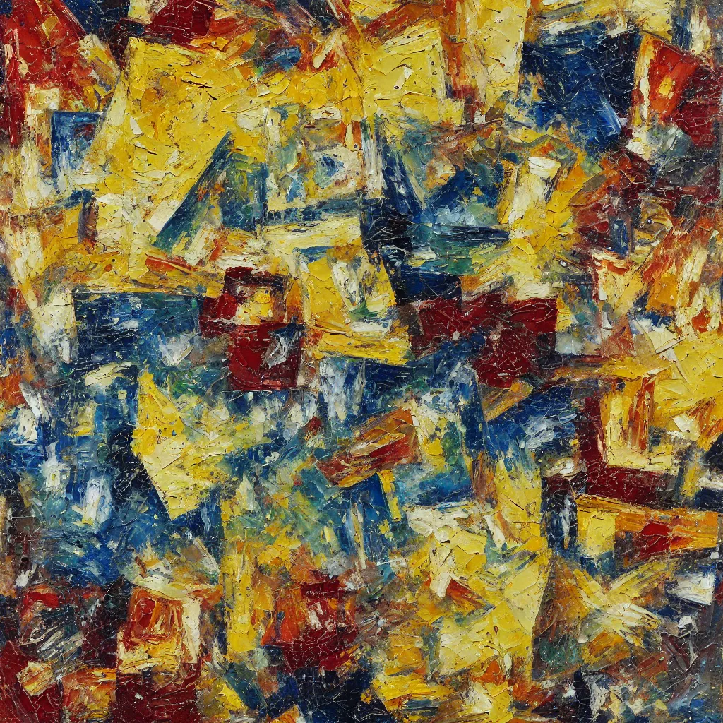 Image similar to oil paint impasto relief, beautiful cubes, sheets and pyramids, multi layered thick brush marks, some splattered paint, in the style of ivan shishkin and frank auerbach and van gogh