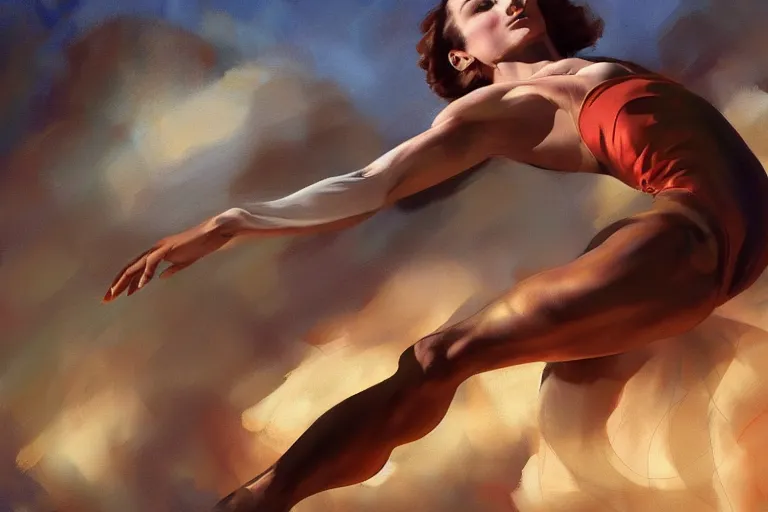 Image similar to muscular ballerina tight clothes that are tearing at the seams, digital painting, trending on artstation, 8 k wallpaper, frank frazetta, boris vallejo and julie bell