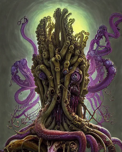 Prompt: the platonic ideal of flowers, rotting, insects and praying of cletus kasady carnage thanos dementor wild hunt chtulu mandelbulb schpongle octopus bioshock xenomorph akira, ego death, decay, dmt, psilocybin, concept art by randy vargas and zdzisław beksinski