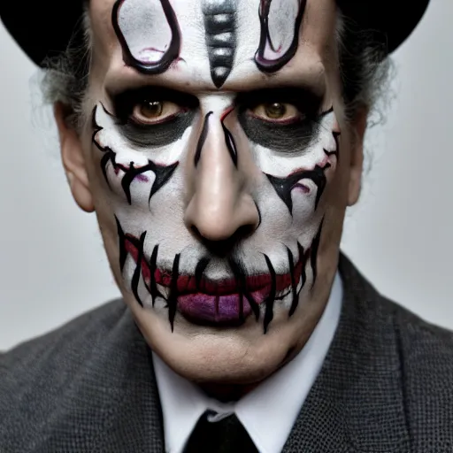 Prompt: dslr photo portrait still of vincent price wearing day of the dead makeup, 8 5 mm, f 1. 8