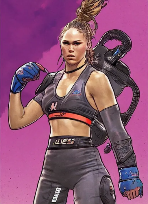 Image similar to apex legends ronda rousey. concept art by james gurney and mœbius.