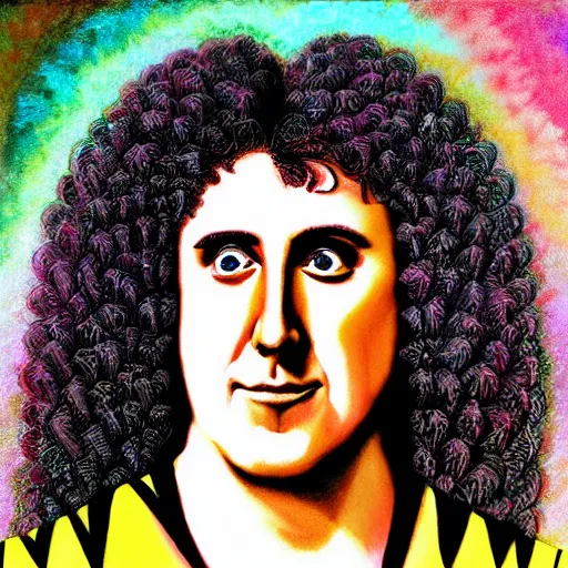 Image similar to weird al as god, infinite, fractal, painting