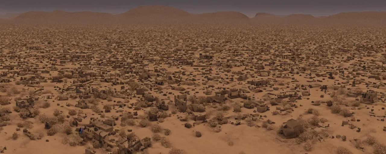 Image similar to A lonely town on the edge of the desert, highly detailed, 4k, cinematic lighting