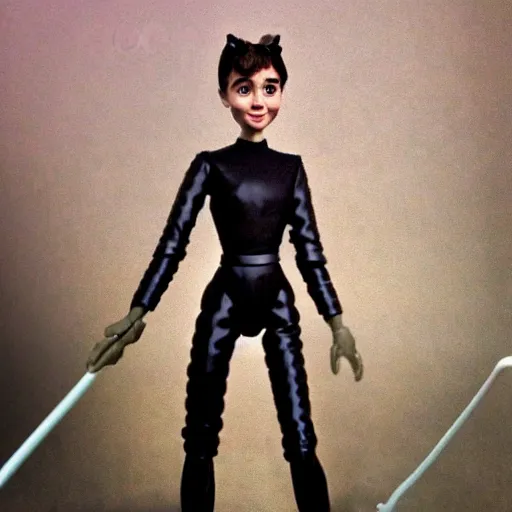 Image similar to audrey hepburn cos play warhorse, stop motion vinyl action figure, plastic, toy, butcher billy style