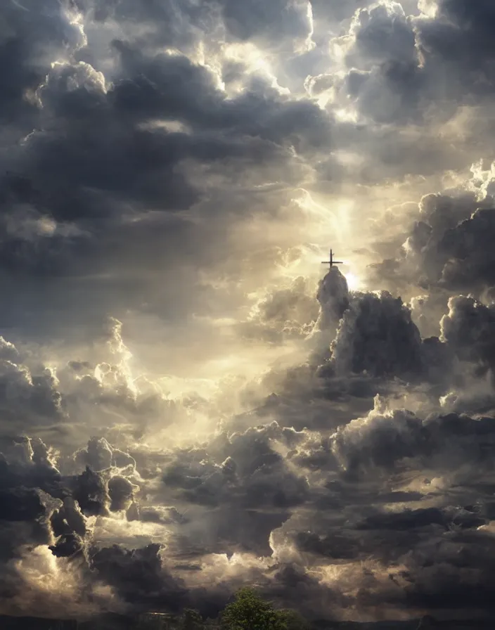 Prompt: Gates of heaven in the clouds by paul chadeison, concept art, ultra realistic, super detailed, photorealistic, cinematographic, epic lighting, religious