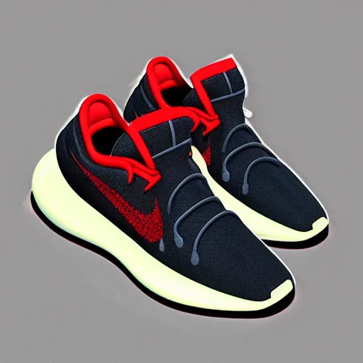 Image similar to next trending shoe balenciaga gucci nike adidas yeezy foam runner dad shoes new balance realistic futuristic render detailed model 3d art