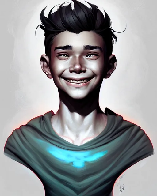 Prompt: digital art, fantasy portrait of a smiling boy , by James Jean and by artgerm, by ross tran , ultradetailed, charachter design, concept art, trending on artstation,