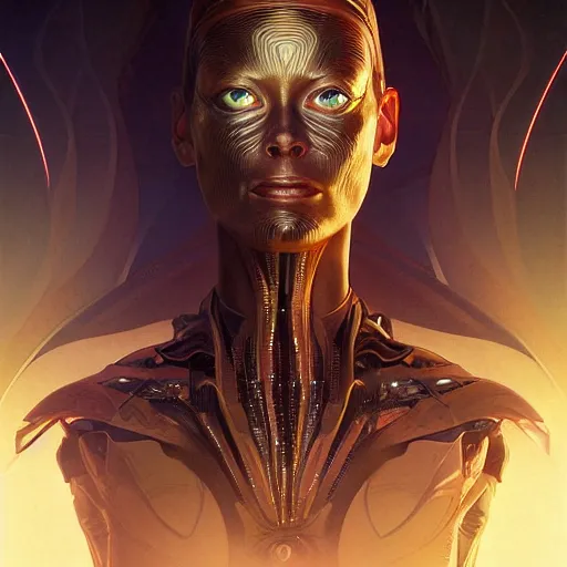 Prompt: borg seven of nine from another dimension, cinematic lighting, intricate, elegant, highly detailed, digital painting, artstation, sharp focus, illustration, art by artgerm and greg rutkowski and alphonse mucha and Wayne Barlowe and william-adolphe bouguereau