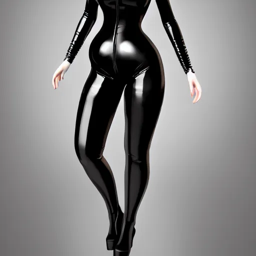 Image similar to portrait of a curvy feminine pale goth cutie in an elaborate latex-leather-rubber tight neck-high outfit, with a thin waist, cgsociety, photorealistic, sublime-comfy-elegant ambience, 16k, smooth, sharp focus, trending on ArtStation, volumetric lighting, fully clothed, worksafe