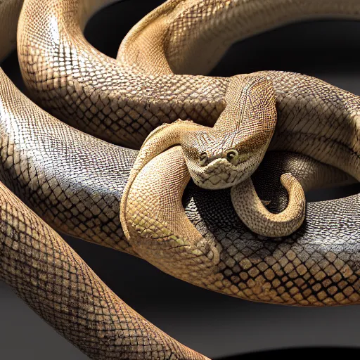 Image similar to a snake, raytraced, octane render, hyer - realistic