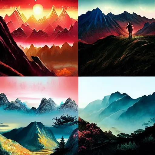 Image similar to chinese mountain scenery, by anato finnstark, by alena aenami, by john harris, by ross tran, by wlop, by andreas rocha