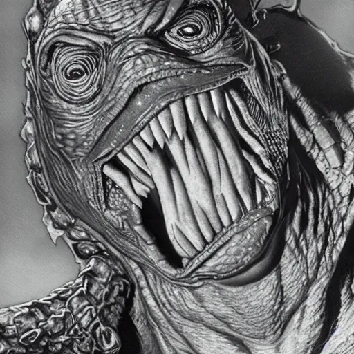 Prompt: highly detailed picture of gill - man from creature of the black lagoon, hyper realistic, mega detailed, highly detailed