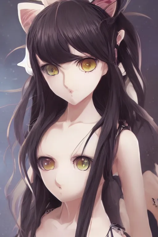 anime cat girl fantastically detailed eyes modern