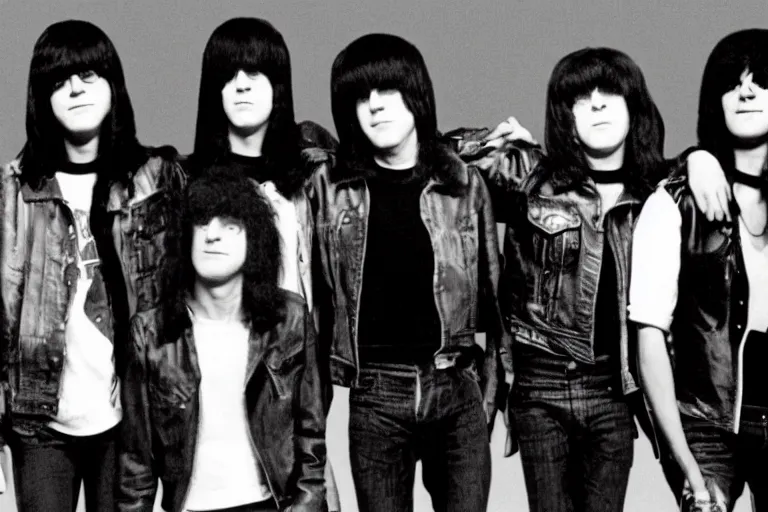 Prompt: all the ramones as a single conjoined quadruplet