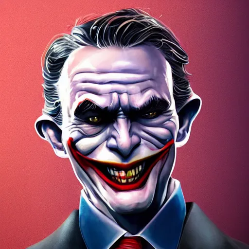 Image similar to Jerome Powell!! as The Joker, digital art, cgsociety, artstation, trending, 4k