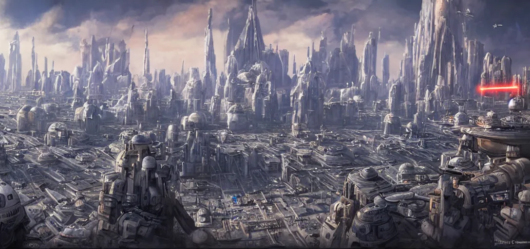 Image similar to Realistic panoramic photo of Coruscant Star Wars