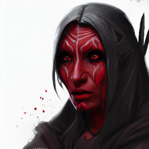 Image similar to portrait of a Darth Talon by Greg Rutkowski, she is about 20 years old, wearing black sith uniform, Star Wars Expanded Universe, highly detailed portrait, digital painting, artstation, concept art, smooth, sharp foccus ilustration, Artstation HQ