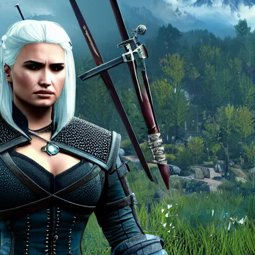 Prompt: Demi Lovato in The Witcher 3