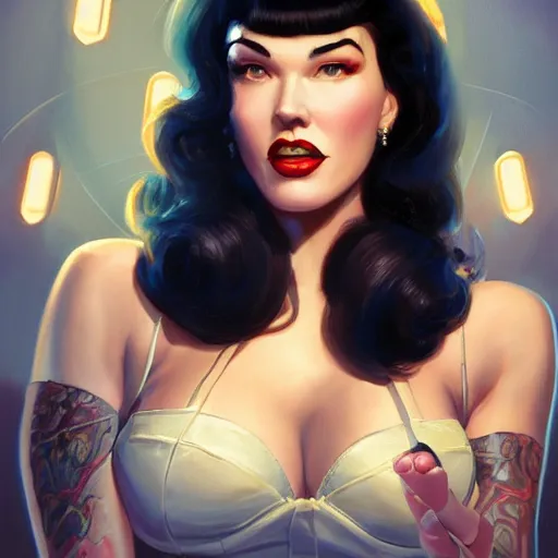 Prompt: portrait of gtav bettie page, intricate, elegant, glowing lights, highly detailed, digital painting, artstation, glamor pose, concept art, smooth, sharp focus, illustration, art by artgerm and greg rutkowski, artey freytag