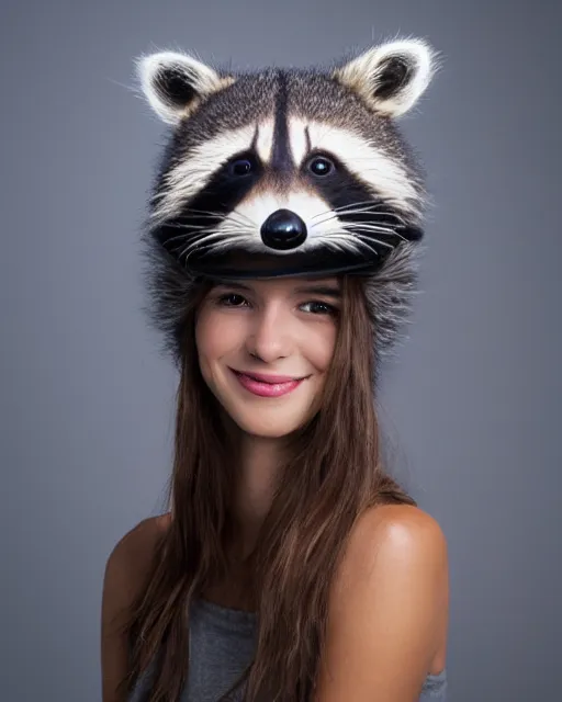 Prompt: a raccoon hat, fzd school of design, product photo, studio lighting