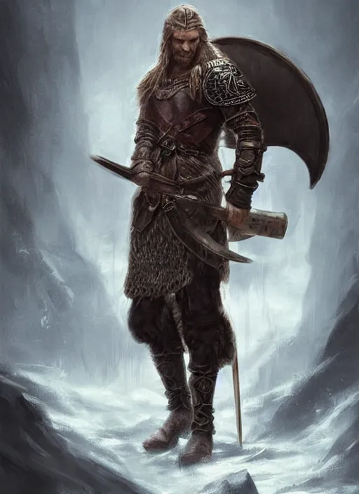 Prompt: aesthetic digital illustration of a kneeling viking warrior, by anne stokes, greg rutkowski, and brian belle din | dirty and bloody, concept art, character concept, matte background. unreal engine, finalrender, centered, deviantart, artgerm