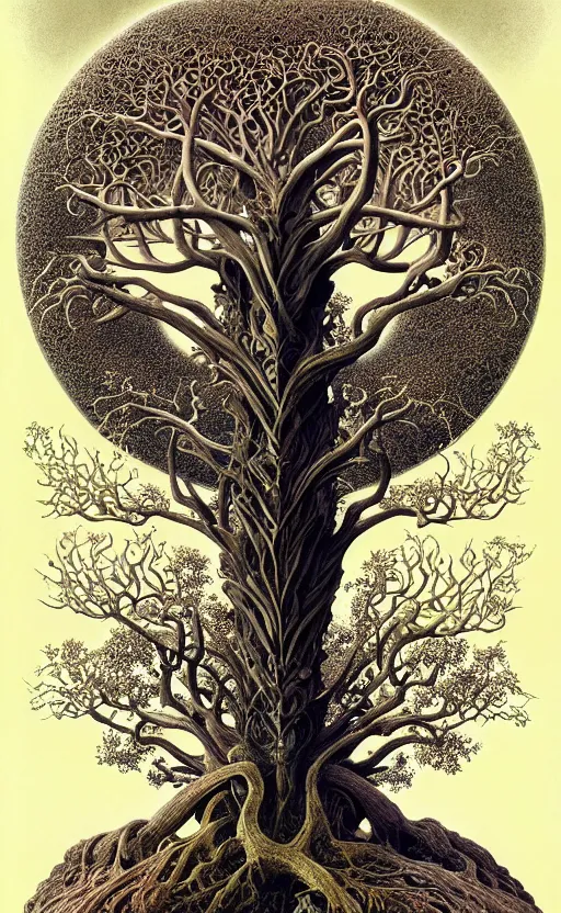 Image similar to tree of life by roger dean and andrew ferez, art forms of nature by ernst haeckel, divine chaos engine, symbolist, visionary, art nouveau, botanical fractal structures, organic, detailed, realistic, surreality