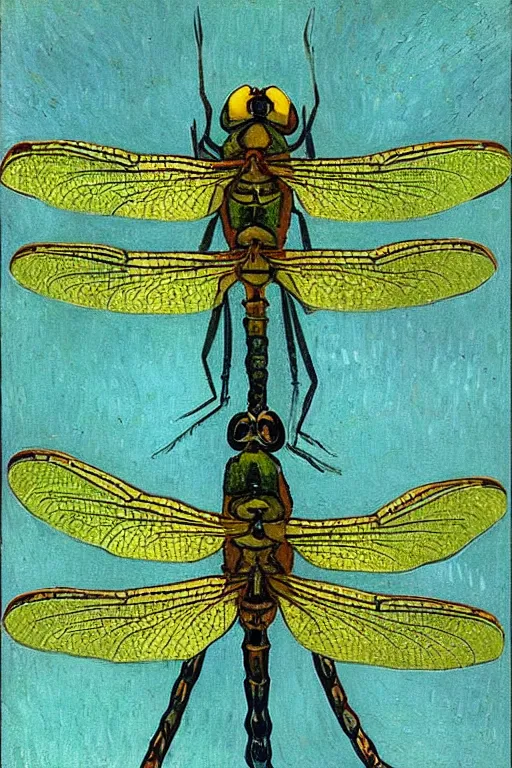 Image similar to symmetrical!!! looking at the camera!! dragonfly!! by vincent van gogh