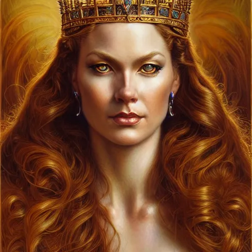 Prompt: highly detailed portrait of a majestic lioness queen in the form of a beautiful woman. d & d. art by donato giancola, chris rallis, anna dittmann, alberto vargas. trending on artstation, intricate details, energetic composition, golden ratio, concept art, illustration, elegant art, global illuminaition