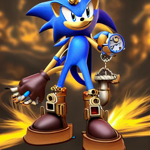 Image similar to steampunk sonic the hedgehog, 8 k, high detail