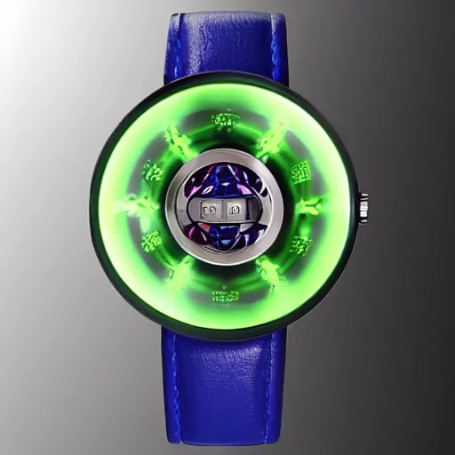 Image similar to a watch with a glowing portal to another dimension instead of a face