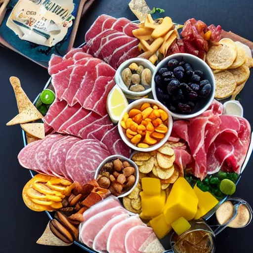 Prompt: shark charcuterie board