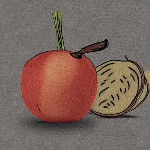 Image similar to a depressed onion cutting itself, in various animation styles