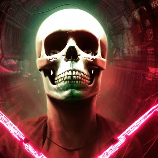 Prompt: cyberpunk picture of a skull