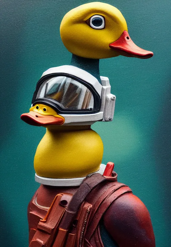 Image similar to duck astronaut, proudly posing for a portrait, heroic, painted by leesha hannigan, intricate, detailed, atmospheric lighting.