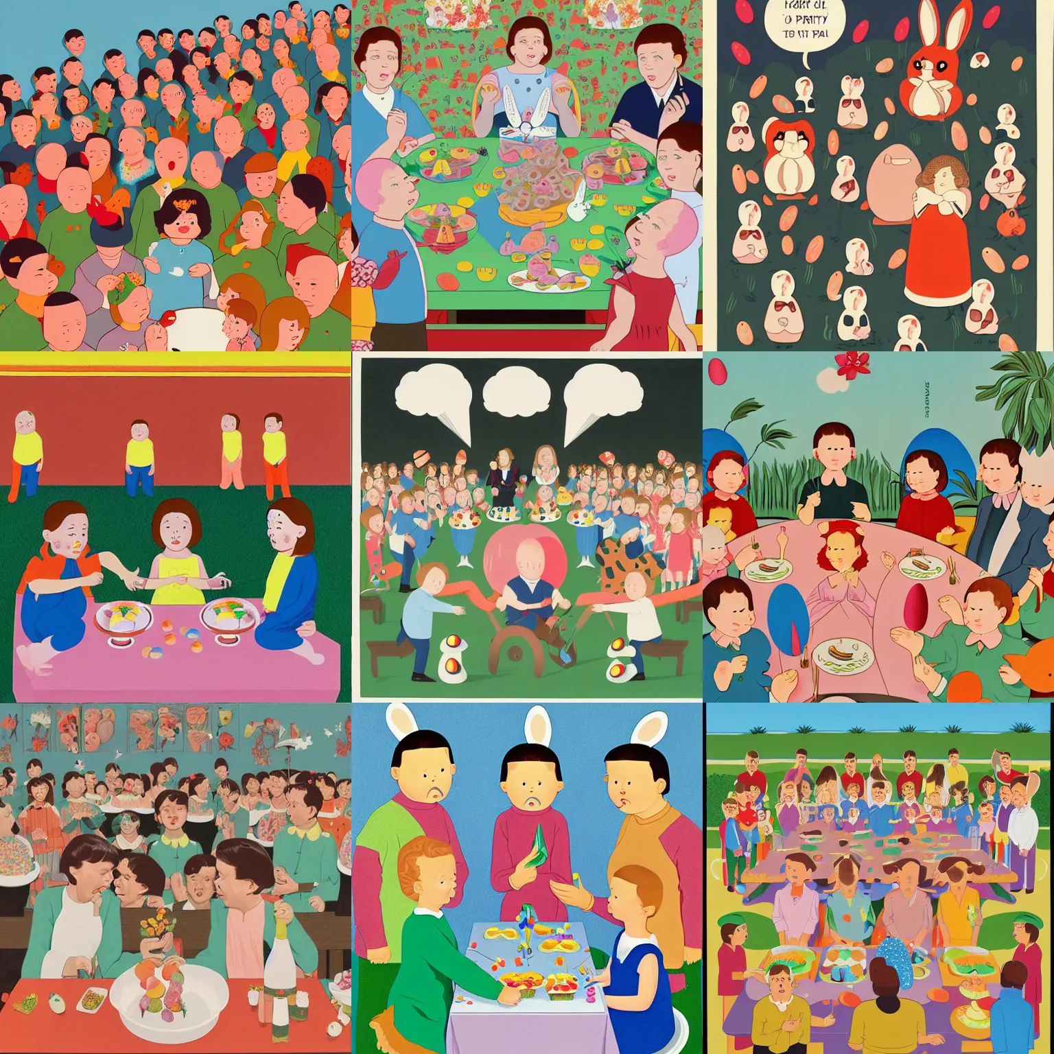 Prompt: easter party, by joan cornella