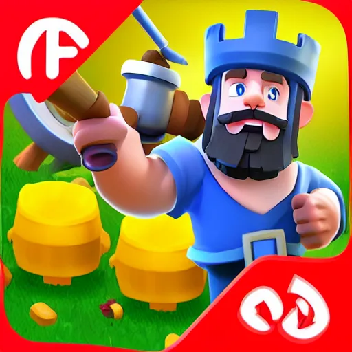 Image similar to a farming mobile game, cute, rounded house and cute character, funny, retro and fantasy style, clash royale style