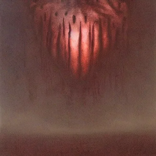 Prompt: a dark storm cloud made out of hundreds of sad ghostly faces. berserk. lovecraftian. painted by beksinski.