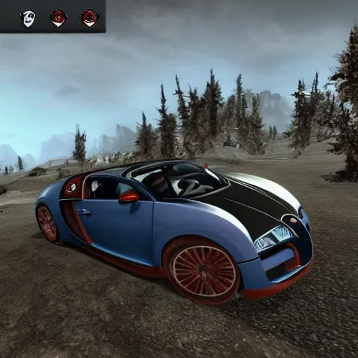 Prompt: Bugatti in skyrim