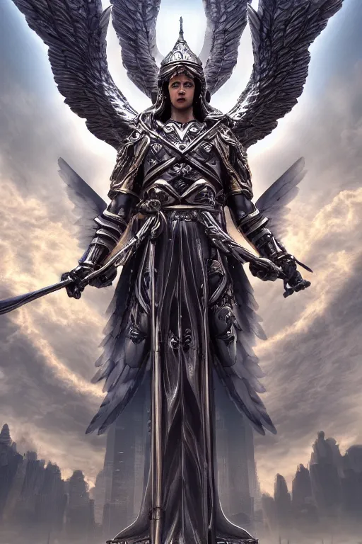 Image similar to archangel micheal by tsuyoshi nagano, illustration, cinematic lighting, hyperdetailed, 8 k, symmetrical, trending on artstation