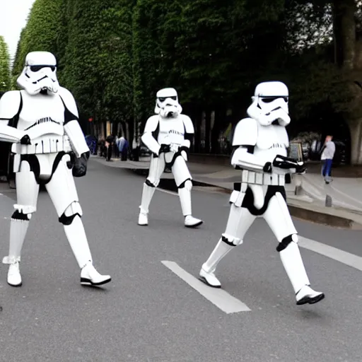 Image similar to Stormtrooper walks in the avenue des champs elysée