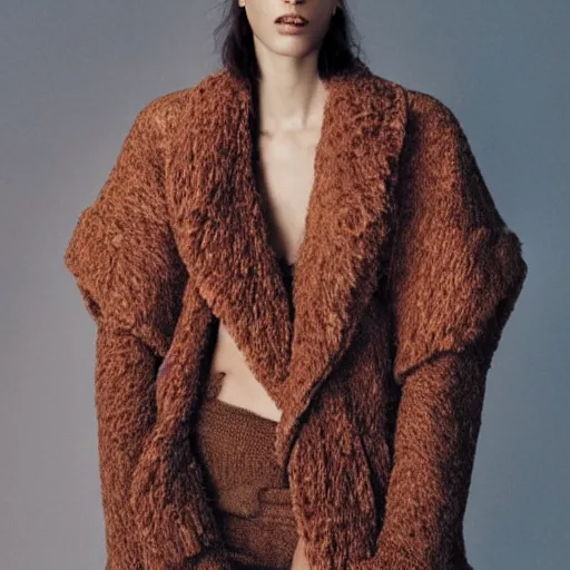 Image similar to full posed model, editorial shot by camilla akrans from lundlund agency for acne studios fall 2 0 2 2 published in id magazine