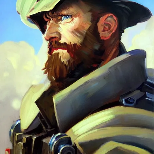 Image similar to greg manchess portrait painting of armored van gogh as overwatch character, medium shot, asymmetrical, profile picture, organic painting, sunny day, matte painting, bold shapes, hard edges, street art, trending on artstation, by huang guangjian, gil elvgren, ruan jia, randy vargas, greg rutkowski