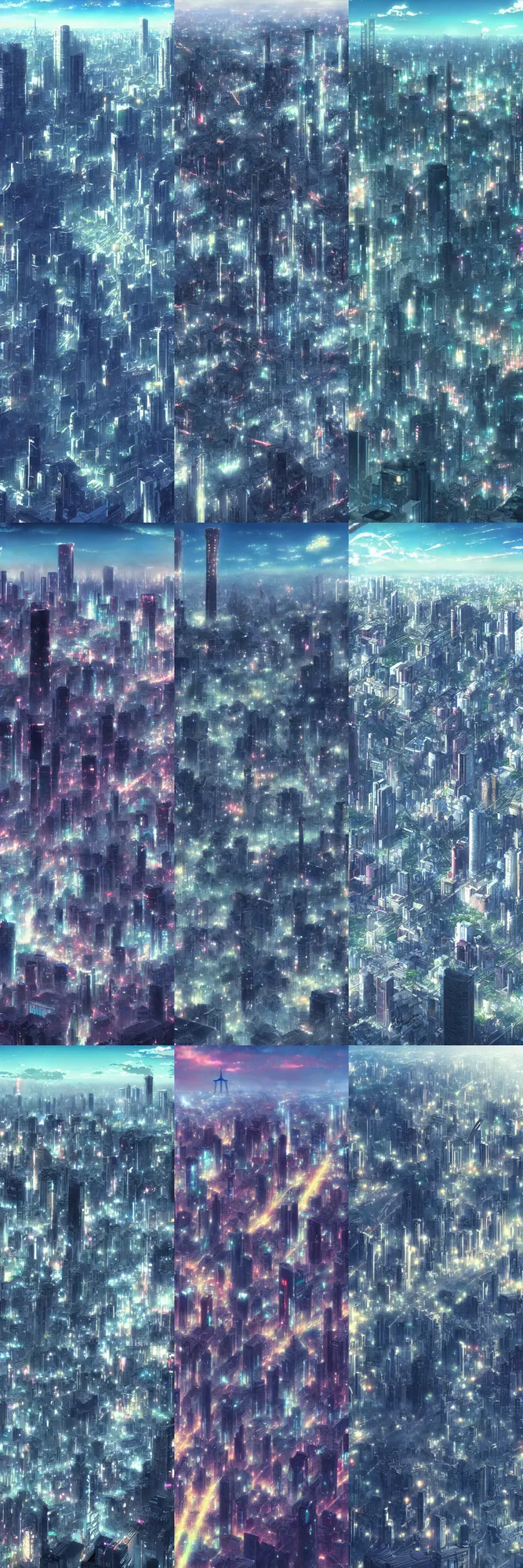 Prompt: a detailed matte painting of near-future Tokyo city from the makoto shinkai anime film kimi no ka wa, a city and highrise buildings, official art, cinematic view, HD wallpaper