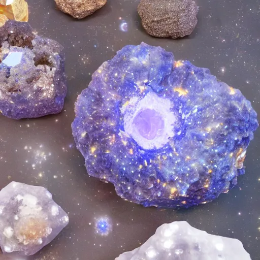 Prompt: Liminal space in outer space, geodes!!!
