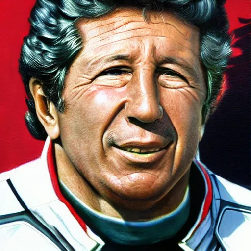 Image similar to mario andretti, realistic, clean, detailed