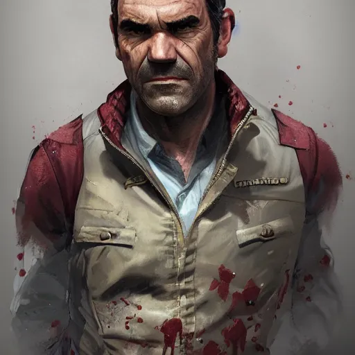 Image similar to commission portrait of trevor philips from the game gta v,character design by charles bowater,greg rutkowski,ross tran,hyperdetailed,hyperrealistic,4k,deviantart,artstation,professional photography,concept art