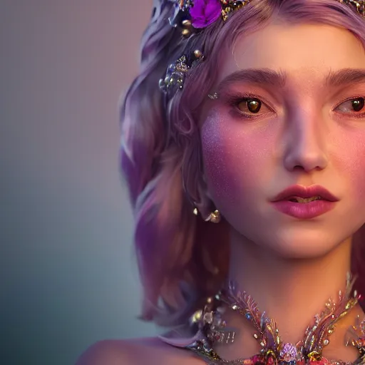 Image similar to portrait of wonderful princess of amethyst with fair skin, ornate 8 k gorgeous intricate detailed, accent lighting, dramatic light, octane render