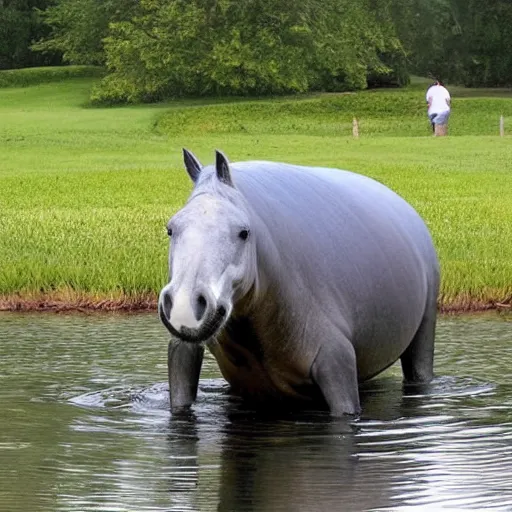 Prompt: photo of a horse manatee hybrid