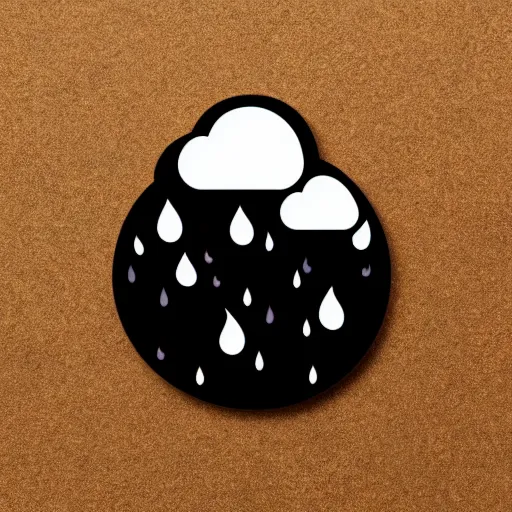 Prompt: a sticker of a crying rain cloud, black background.