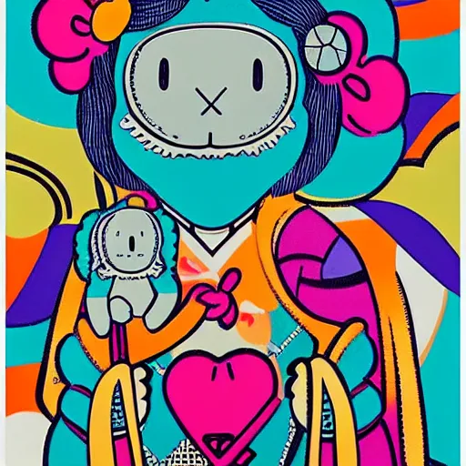Prompt: kaws companion in the style of audrey kawasaki